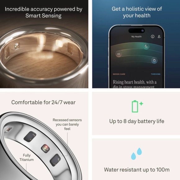 Oura Gen 4 Silver Smart Ring - Picture 5 of 7